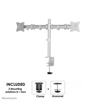 Neomounts Flachbildschirm-Tischhalterung - Klemme /Bolzen - 8 kg - 25,4 cm (10 Zoll) - 68,6 cm (27 Zoll) - 100 x 100 mm - Silber