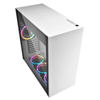 Sharkoon Pure Steel RGB - Midi Tower - PC - Weiß - ATX - EATX - micro ATX - Mini-ITX - SSI CEB - SSI EEB - Stahl - Gehärtetes Glas - Multi