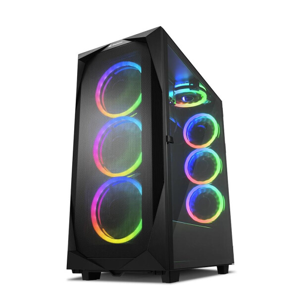 Sharkoon REV300 - Tower - PC - Schwarz - ATX - EATX - micro ATX - Mini-ITX - Gehärtetes Glas - Taschenlüfter