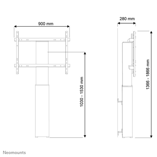 Neomounts by Newstar motorisierte Wandhalterung - 106,7 cm (42 Zoll) - 2,54 m (100 Zoll) - 130 kg - 200 x 200 mm - 800 x 600 mm - Schwarz