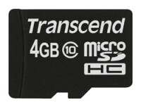 Transcend TS4GUSDC10 - 4 GB - MicroSDHC - Klasse 10 - NAND - 90 MB/s - Schwarz