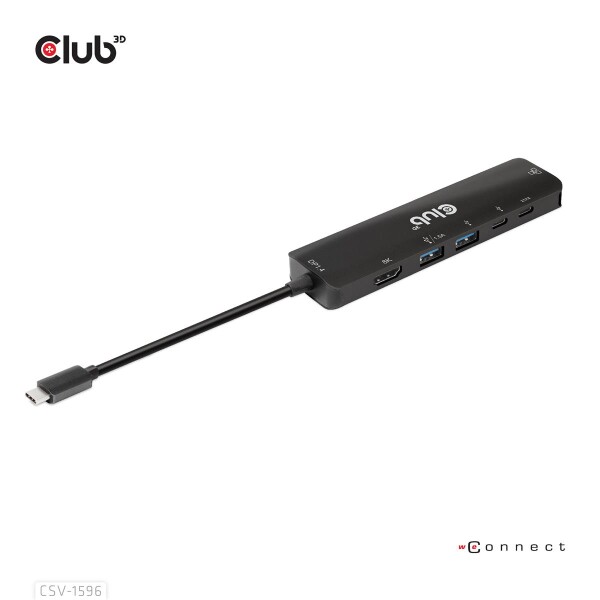 Club 3D USB Gen1 Type-C - 6-in-1 Hub with HDMI 8K30Hz - 2xUSB Type-A - RJ45 and 2xUSB Type-C - Data and PD charging 100 watt - USB 3.2 Gen 1 (3.1 Gen 1) Type-C - 100 W - 1.4/2.3 - 100,1000 Mbit/s - Schwarz - 8K Ultra HD