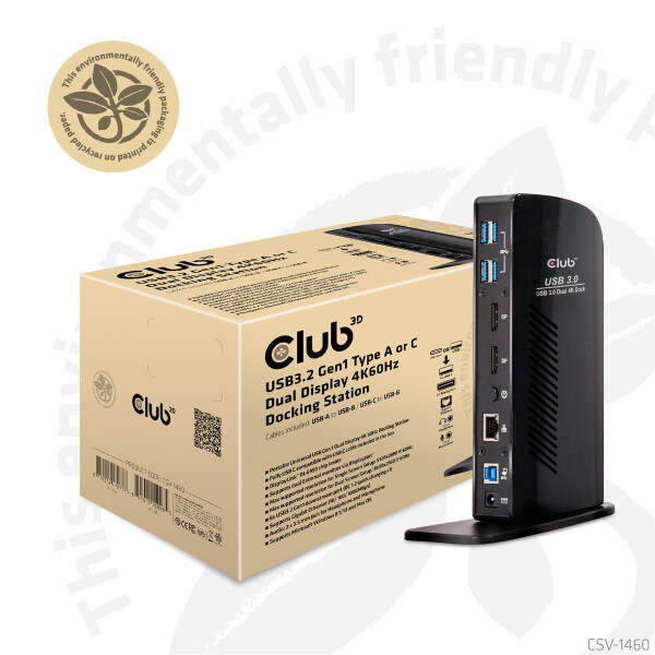 Club 3D USB 3.0 Dual Display 4K60Hz Docking Station