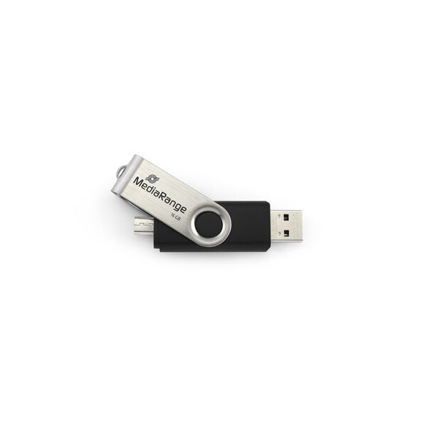 MEDIARANGE MR932-2 - 32 GB - USB Type-A / Micro-USB - 2.0 - 15 MB/s - Drehring - Schwarz - Silber