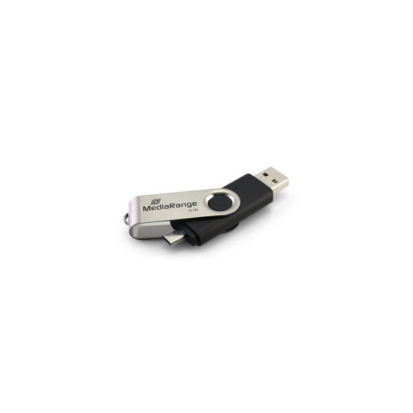 MEDIARANGE MR932-2 - 32 GB - USB Type-A / Micro-USB - 2.0 - 15 MB/s - Drehring - Schwarz - Silber