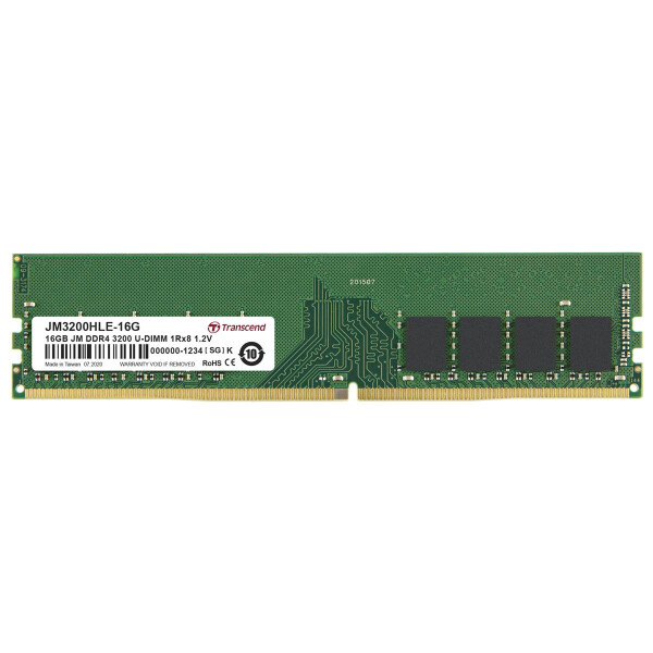 Transcend JetRam JM3200HLE-16G - 16 GB - 1 x 8 GB - DDR4 - 3200 MHz - 288-pin DIMM