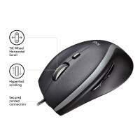 Logitech LGT-M500 - rechts - Laser - USB Typ-A - 1000 DPI - Schwarz