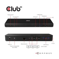 Club 3D USB Typ C 3.2 Gen1 Universelle Triple 4K Docking mit Ladefunktion
