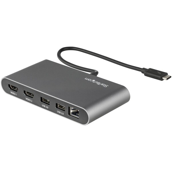 StarTech.com Thunderbolt 3 Mini Dock - Tragbare TB3-Dockingstation mit dual Monitoren - HDMI 4K 60 Hz - 2x USB-A Hub (3,2/2,0) und GbE - 28cm Kabel - TB3 Laptop Multiport Adapter - Mac / Windows - Verkabelt - Thunderbolt 3 - 10,100,1000 Mbit/s - IEEE 802.