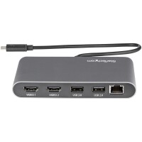 StarTech.com Thunderbolt 3 Mini Dock - Tragbare TB3-Dockingstation mit dual Monitoren - HDMI 4K 60 Hz - 2x USB-A Hub (3,2/2,0) und GbE - 28cm Kabel - TB3 Laptop Multiport Adapter - Mac / Windows - Verkabelt - Thunderbolt 3 - 10,100,1000 Mbit/s - IEEE 802.