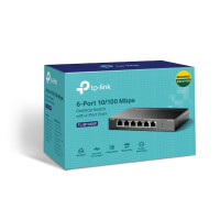 TP-LINK 6-Port 10/100Mbit/s-Desktop-Switch mit 4-Port PoE+ - Unmanaged - Fast Ethernet (10/100) - Vollduplex - Power over Ethernet (PoE)