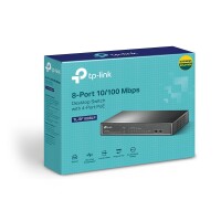 TP-LINK 8-Port 10/100Mbit/s-Desktop-Switch mit 4 PoE-Ports - Unmanaged - Fast Ethernet (10/100) - Vollduplex - Power over Ethernet (PoE) - Wandmontage