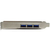 StarTech.com 4 Port PCI Express USB 3.0 Karte - PCIe - USB 3.2 Gen 1 (3.1 Gen 1) - Full-height / Low-profile - PCI 2.0 - Schwarz - Edelstahl - 3 m