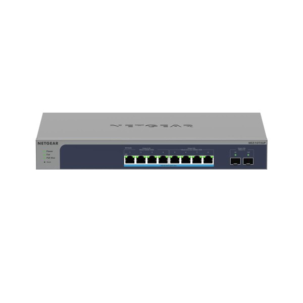 Netgear 8-Port Multi-Gigabit/10G Ethernet Ultra60 PoE++ Smart Switch with 2 SFP+ Ports (MS510TXUP) - Managed - L2+ - 10G Ethernet (100/1000/10000) - Power over Ethernet (PoE) - Rack-Einbau