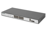 DIGITUS 16-Port Fast Ethernet PoE Netzwerkswitch, 19...