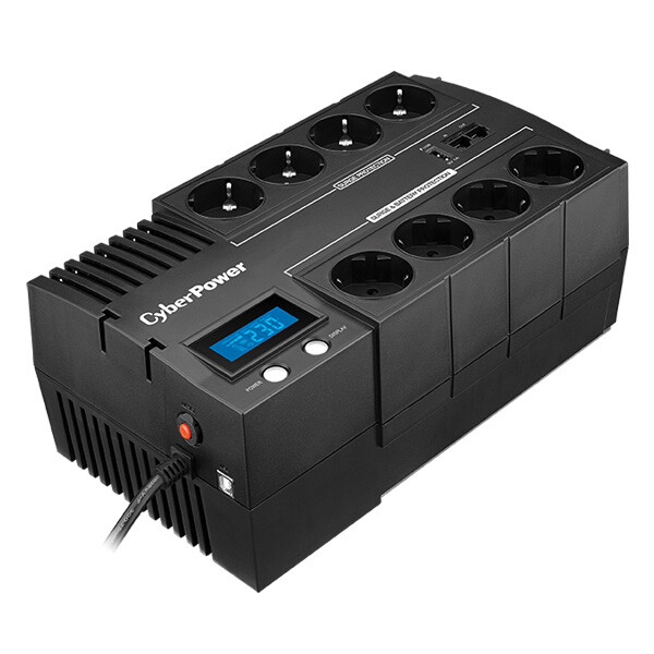 CyberPower Systems CyberPower BR1200ELCD Line-Interactive USV 1200VA/720W LCD - AVR - USB (HID) - RJ45 Lan Protection - Ausgang (4+4) Schuko - USB Ladegerät - Line-Interaktiv - 1,2 kVA - 720 W - Sine - 165 V - 290 V