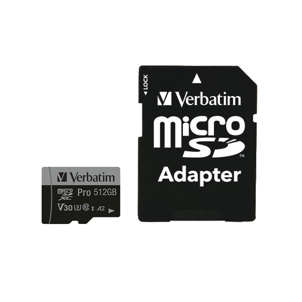 Verbatim microSDXC-Card 512GB PRO U3 UHS-I 4K UHD - Extended Capacity SD (MicroSDHC)