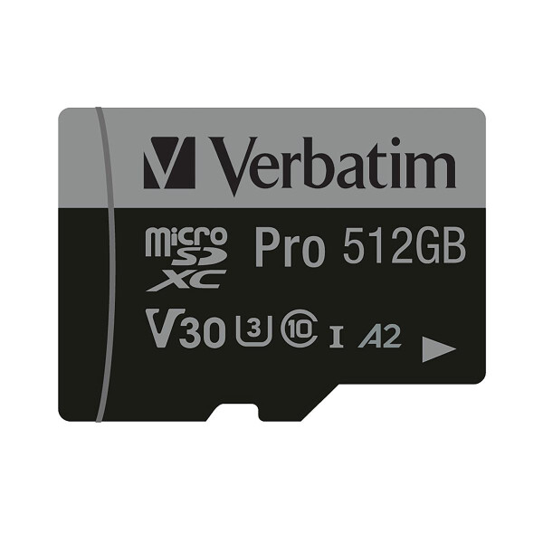 Verbatim microSDXC-Card 512GB PRO U3 UHS-I 4K UHD - Extended Capacity SD (MicroSDHC)