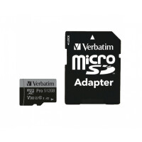 Verbatim microSDXC-Card 512GB PRO U3 UHS-I 4K UHD -...