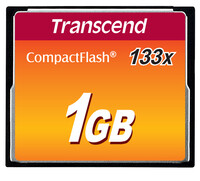 Transcend 1 GB CF 133x - 1 GB - Kompaktflash - MLC - 50 MB/s - 20 MB/s - Schwarz
