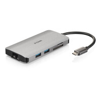 D-Link DUB-M810 - Kabelgebunden - USB 3.2 Gen 1 (3.1 Gen 1) Type-C - 100 W - IEEE 802.3 - IEEE 802.3ab - IEEE 802.3u - IEEE 802.3x - Silber - MicroSD (TransFlash) - SD - SDHC - SDXC