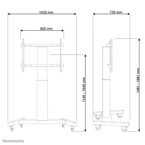 Neomounts by Newstar Motorisiertes Bodenständer - 130 kg - 106,7 cm (42 Zoll) - 2,54 m (100 Zoll) - 200 x 200 mm - 800 x 600 mm - 1200 - 1700 mm