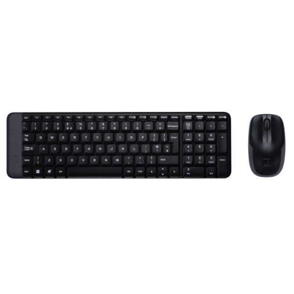 Logitech Wireless Combo MK220 - Volle Größe (100%) - Kabellos - RF Wireless - QWERTY - Schwarz - Maus enthalten