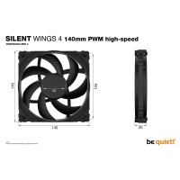 Be Quiet! SILENT WINGS 4 | 140mm PWM high-speed - Ventilator - 14 cm - 1900 RPM - 133,2 m³/h - Schwarz