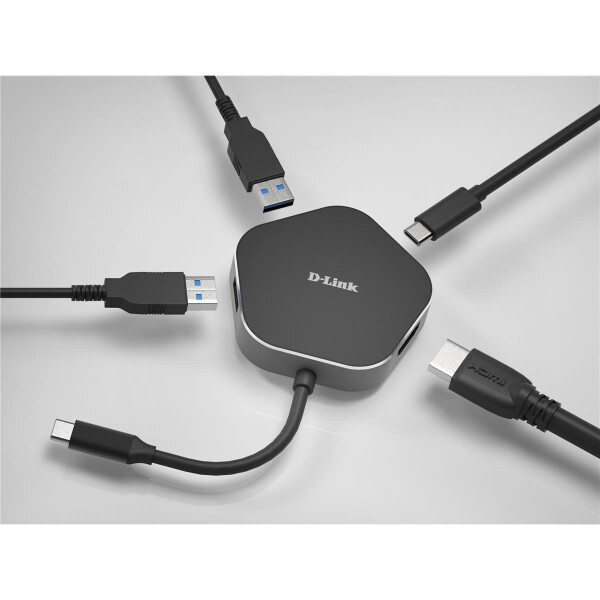 D-Link DUB-M420 - Kabelgebunden - Thunderbolt 3 - 60 W - Schwarz - Silber - 5 Gbit/s - 4096 x 2160 Pixel