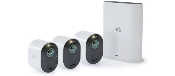 ARLO Ultra 2 Überwachungskamera außen - 3er Set weiß - IP-Sicherheitskamera - Draußen - Kabellos - Amazon Alexa & Google Assistant - FCC - CE - IC - EuP1275 - WERCS - Wand