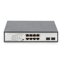 DIGITUS 8-Port Gigabit PoE Netzwerkswitch, Desktop, unmanaged, 2 Uplink Ports, SFP, 180 W, af/at/bt