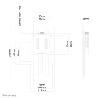 Neomounts by Newstar höhenverstellbarer Adapter - 8 kg - -25,4 mm (-1 Zoll) - -25,4 mm (-1 Zoll) - 100 x 100 mm - Höhenverstellung - Schwarz