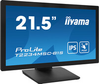 Iiyama ProLite 22” (54.6 cm) Full HD Monitor mit einem PCAP Multi-Touch-Display - IPS Panel - Touch-durch-Glas Technologie und Anti-Fingerprint-Beschichtung - 54,6 cm (21.5") - 1920 x 1080 Pixel - Full HD - 8 ms - Schwarz