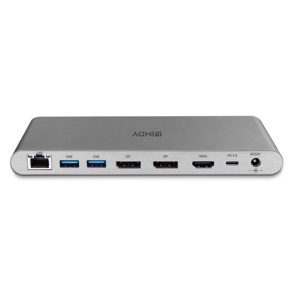 Lindy DST-Pro 5K - Kabelgebunden - USB 3.2 Gen 1 (3.1 Gen 1) Type-C - 100 W - 10,100,1000 Mbit/s - Silber - MicroSD (TransFlash) - SD