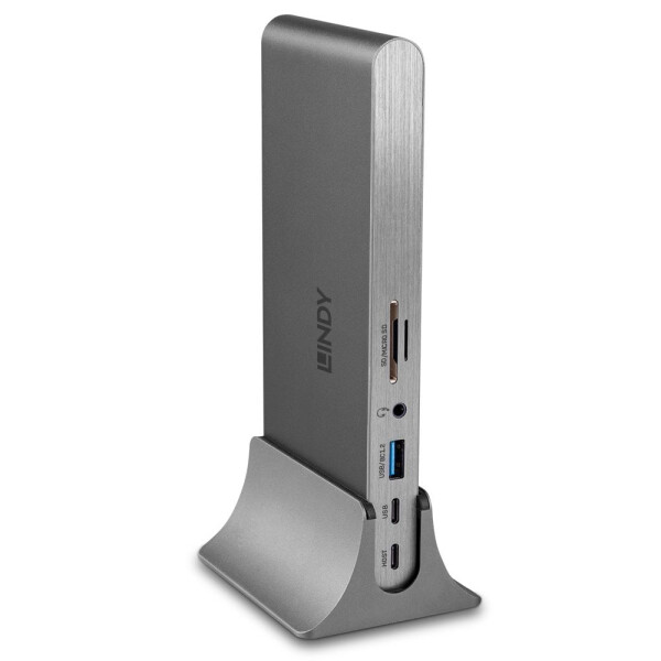 Lindy DST-Pro 5K - Kabelgebunden - USB 3.2 Gen 1 (3.1 Gen 1) Type-C - 100 W - 10,100,1000 Mbit/s - Silber - MicroSD (TransFlash) - SD