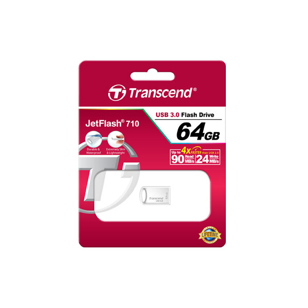 Transcend JetFlash 710S 64GB - 64 GB - USB Typ-A - 3.2 Gen 1 (3.1 Gen 1) - Ohne Deckel - 3,3 g - Silber