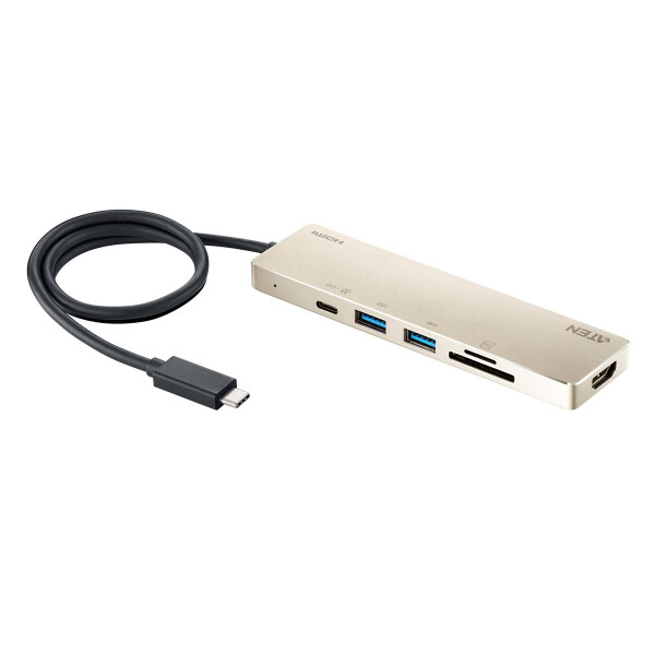 ATEN UH3239 - Verkabelt - USB 3.2 Gen 1 (3.1 Gen 1) Type-C - 60 W - Gold - SD,SDHC,SDXC - 3840 x 2160 Pixel