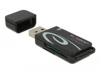 Delock Mini USB 2.0 Card Reader mit SD und Micro SD Slot - MMC - MMC Mobile - MMC+ - MMCmicro - MicroSD (TransFlash) - MicroSDHC - MicroSDXC - MiniSD - RS-MMC - SD,... - Schwarz - 480 Mbit/s - USB 2.0 - 22 mm - 60 mm