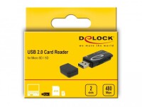 Delock Mini USB 2.0 Card Reader mit SD und Micro SD Slot - MMC - MMC Mobile - MMC+ - MMCmicro - MicroSD (TransFlash) - MicroSDHC - MicroSDXC - MiniSD - RS-MMC - SD,... - Schwarz - 480 Mbit/s - USB 2.0 - 22 mm - 60 mm