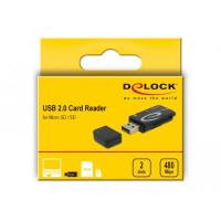 Delock 91602 - MMC - MMC Mobile - MMC+ - MMCmicro - MicroSD (TransFlash) - MicroSDHC - MicroSDXC - MiniSD - RS-MMC - SD,... - Schwarz - 480 Mbit/s - Android 10.0+ - Chrome OS 86.0+ - Linux Kernel 3.2+ - Mac OS 10.15.7+ - Windows 8.1/10 - USB 2.0 - 22 mm