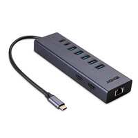 Lindy 43373 - Kabelgebunden - USB 3.2 Gen 2 (3.1 Gen 2) Type-C - 100 W - 10,100,1000 Mbit/s - 10BASE-T - 100BASE-TX - 1000BASE-T - Grau