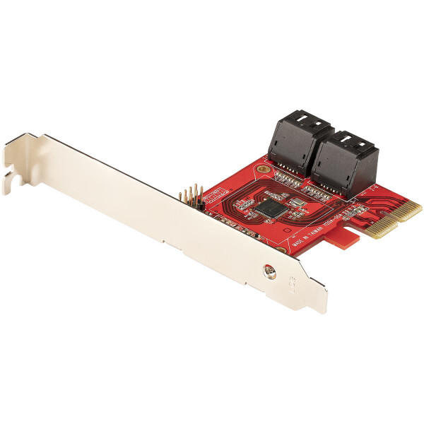 StarTech.com PCIe SATA Controller Karte - 4 Port SATA 3 Erweiterungskarte/Kontroller - 6Gbit/s - Full/Low-Profile Blende - ASM1062 Non-RAID Chipsatz - PCI Express Festplatten/SSD kontroller/Adapter - PCIe - SATA - PCIe 3.0 - Rot - ASMedia - ASM1164 - 6 Gb