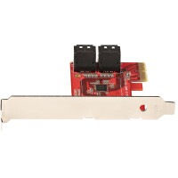 StarTech.com PCIe SATA Controller Karte - 4 Port SATA 3 Erweiterungskarte/Kontroller - 6Gbit/s - Full/Low-Profile Blende - ASM1062 Non-RAID Chipsatz - PCI Express Festplatten/SSD kontroller/Adapter - PCIe - SATA - PCIe 3.0 - Rot - ASMedia - ASM1164 - 6 Gb