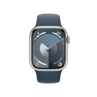 Apple Watch Series 9 41 mm Alu Silber Sport Sturmblau M/L