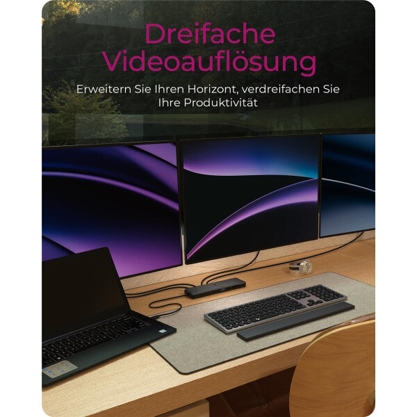 ICY BOX IB-DK2116-C USB Type-C DockingStation mit dreifacher Videoausgabe HDMI und