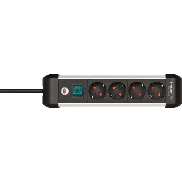 Brennenstuhl 1391030400 - 1,8 m - Indoor - Abgewinkelt - IP20 - Aluminium - Schwarz - Silber