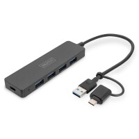 DIGITUS - DA-70235 - USB Hub 4P. USB 3.0 Slim 0,2m