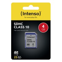 Intenso SD Karte Class 10 - 4 GB - SDHC - Klasse 10 - 25 MB/s - Schockresistent - Temperaturbeständig - Röntgensicher - Schwarz