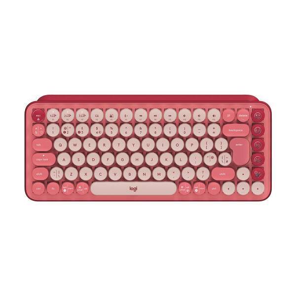 Logitech Pop Keys - Mini - RF Wireless + Bluetooth - Mechanischer Switch - QWERTY - Burgund - Pink - Rose