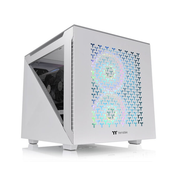 Thermaltake Divider 200 TG Air Snow Micro - Micro Tower - PC - Weiß - SPCC - Gehärtetes Glas - Gaming - Blau - Grün - Rot